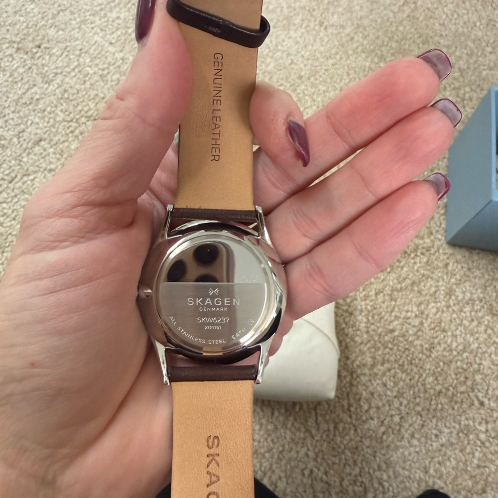 SKAGEN Holst Blue Dial Brown Leather Men's Watch - NWOT - Picture 4 of 6